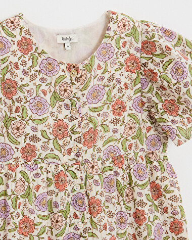 Combinaison enfant imprim&eacute;e fleurs A rayures lurex  Natalys