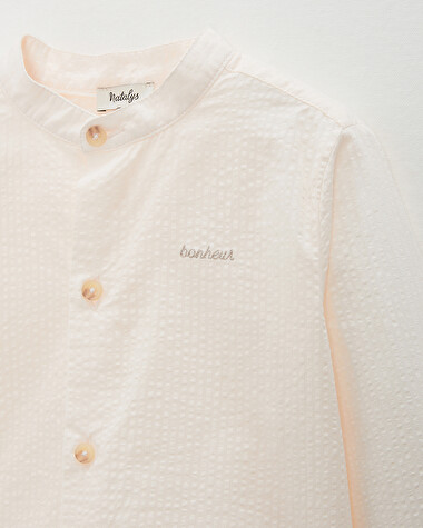 Chemise enfant en seersucker Coloris &eacute;cru  Natalys