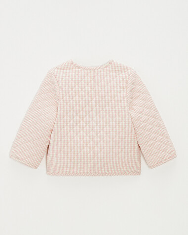 Veste enfant brod&eacute;e matelass&eacute;e Vichy coloris craie  Natalys
