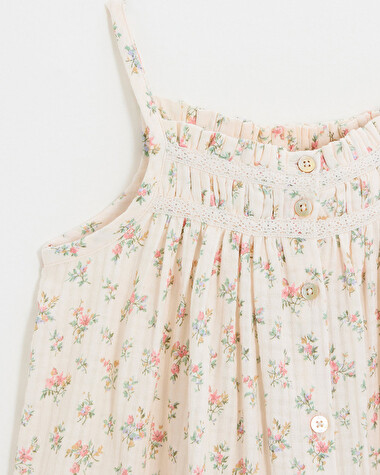 Robes enfant &agrave; bretelles Imprim&eacute; fleurs  Natalys