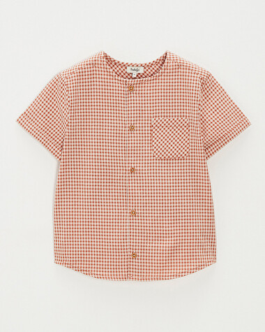 Chemise enfant manches courtes Vichy coloris beige clair  Natalys