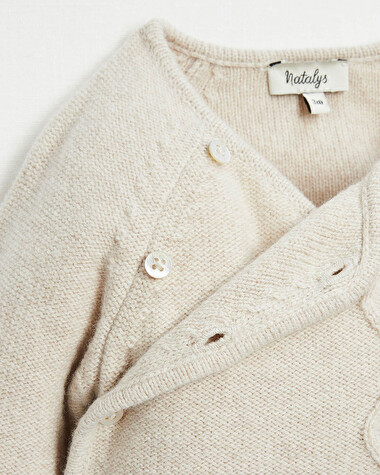 Ensemble en laine M&eacute;rinos Coloris beige chin&eacute;  Natalys