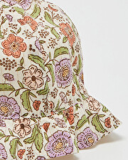Chapeau imprim&eacute; fleurs A rayures lurex  Natalys