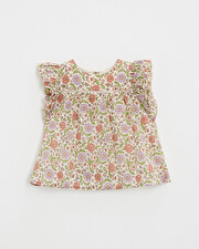 Blouse enfant imprim&eacute; fleurs A rayures lurex  Natalys