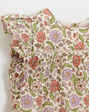 Blouse enfant imprim&eacute; fleurs A rayures lurex  Natalys