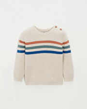 Pull enfant ray&eacute; en coton Coloris naturel chin&eacute;  Natalys