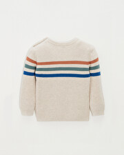 Pull enfant ray&eacute; en coton Coloris naturel chin&eacute;  Natalys