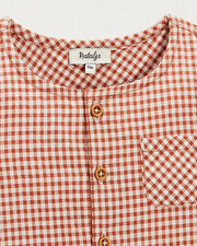 Chemise manches courtes Vichy coloris beige clair  Natalys