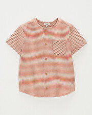 Chemise enfant manches courtes Vichy coloris beige clair Natalys