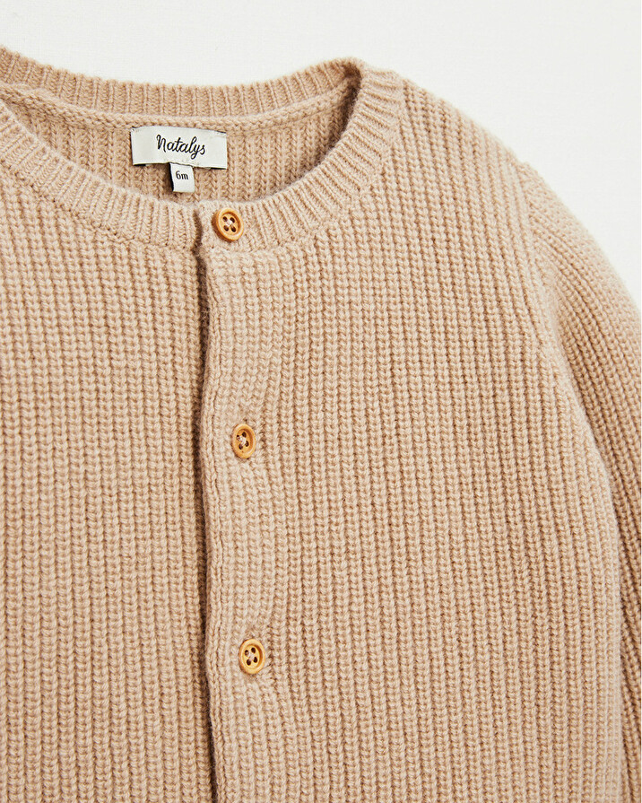 Gilet mixte en laine M&eacute;rinos Coloris caramel  Natalys