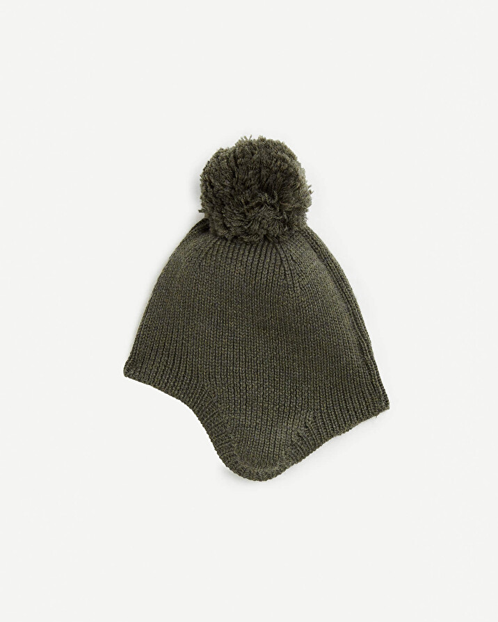 Bonnet en laine Mérinos Coloris vert mousse Natalys