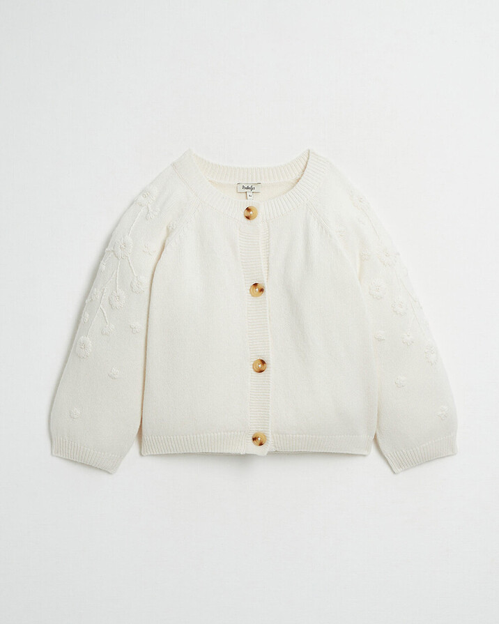 Cardigan enfant brodé en tricot Coloris écru Natalys