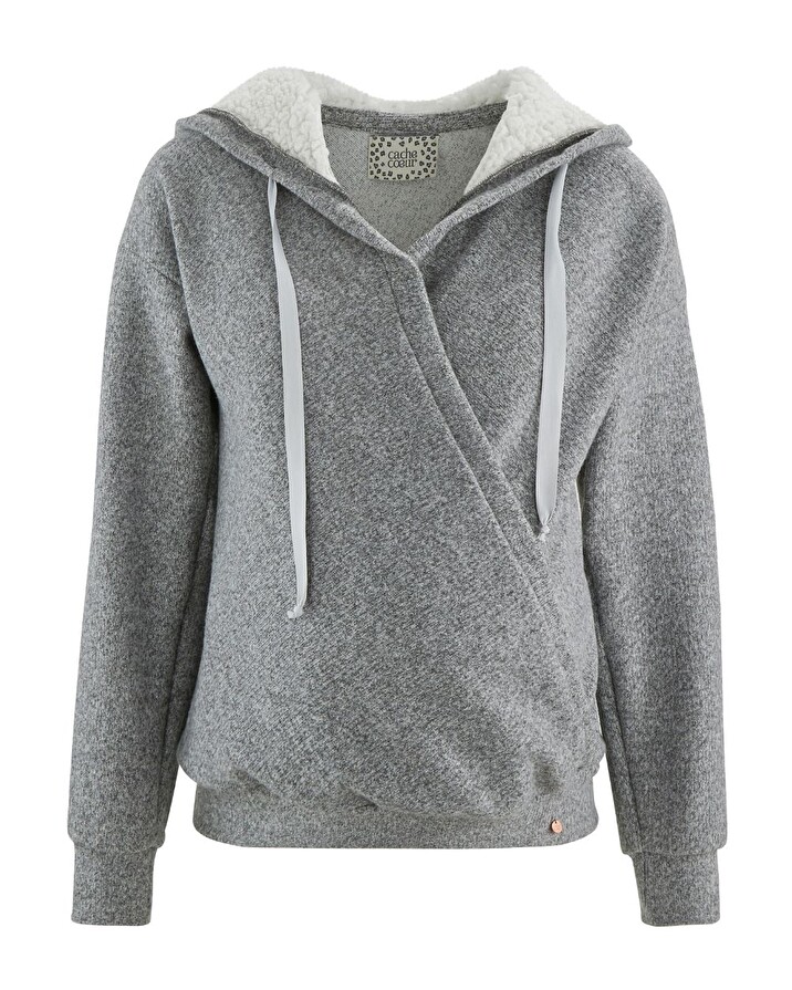 Sweat &agrave; capuche de grossesse Coloris gris  Cache coeur