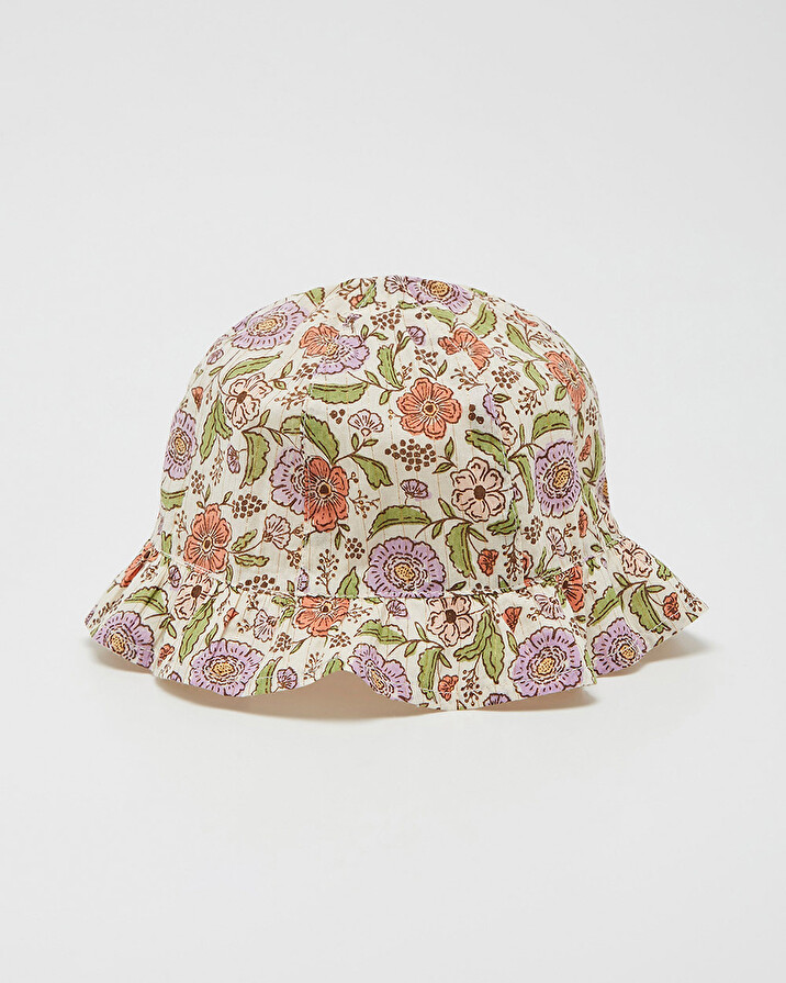 Chapeau imprim&eacute; fleurs A rayures lurex  Natalys