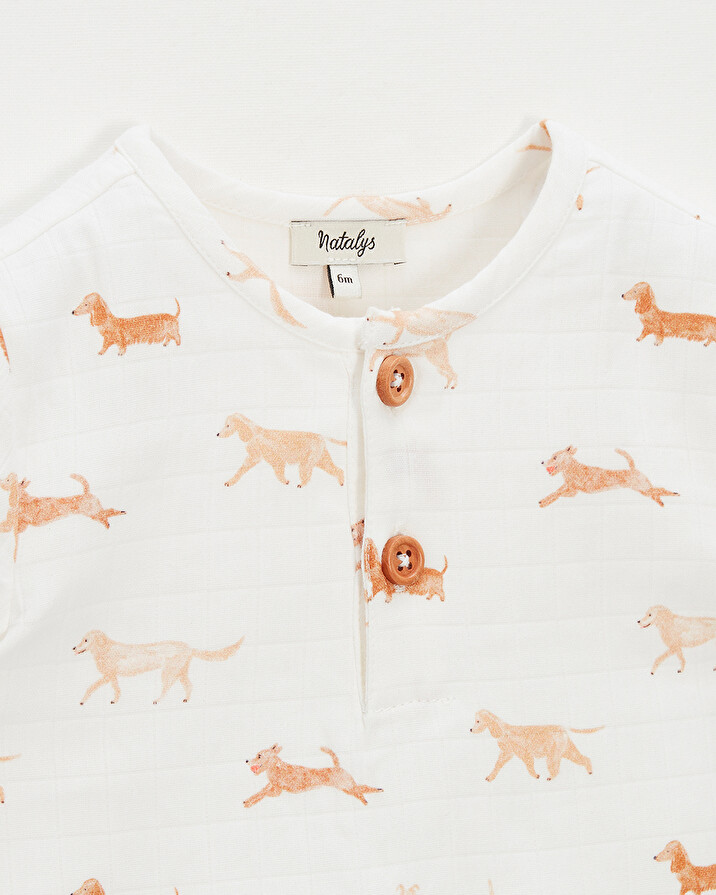 Chemise manches courtes Imprim&eacute; chiens  Natalys