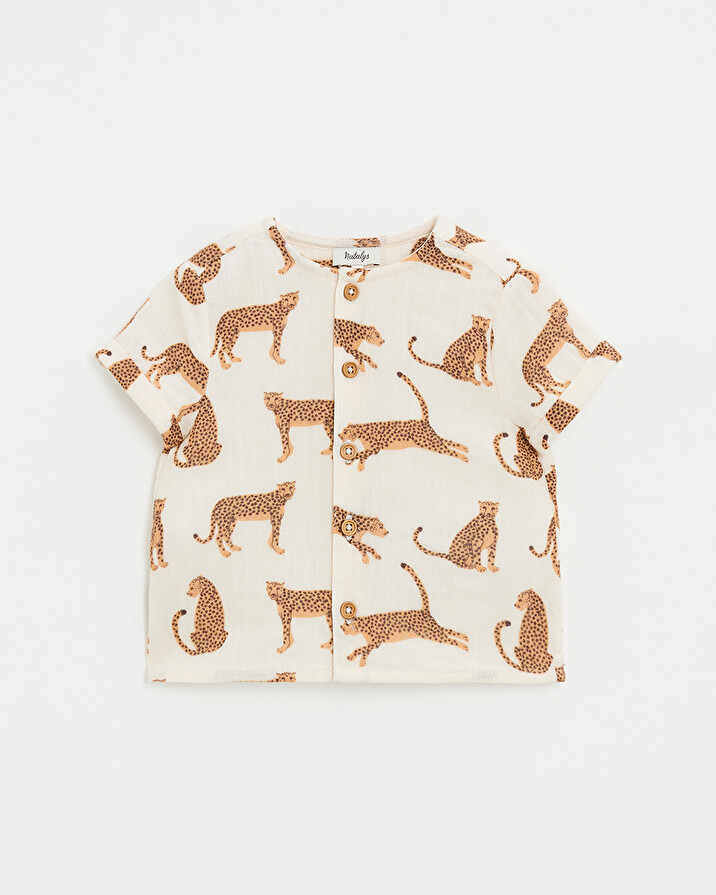 Chemise en gaze de coton Imprim&eacute; l&eacute;opards  Natalys