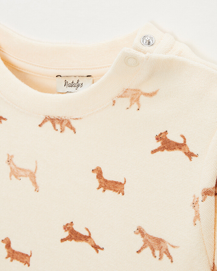 Sweat enfant en &eacute;ponge Imprim&eacute; chiens  Natalys
