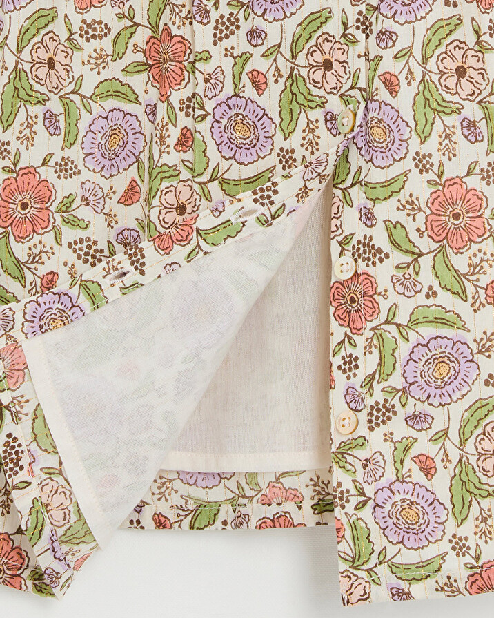 Blouse enfant imprim&eacute; fleurs A rayures lurex  Natalys