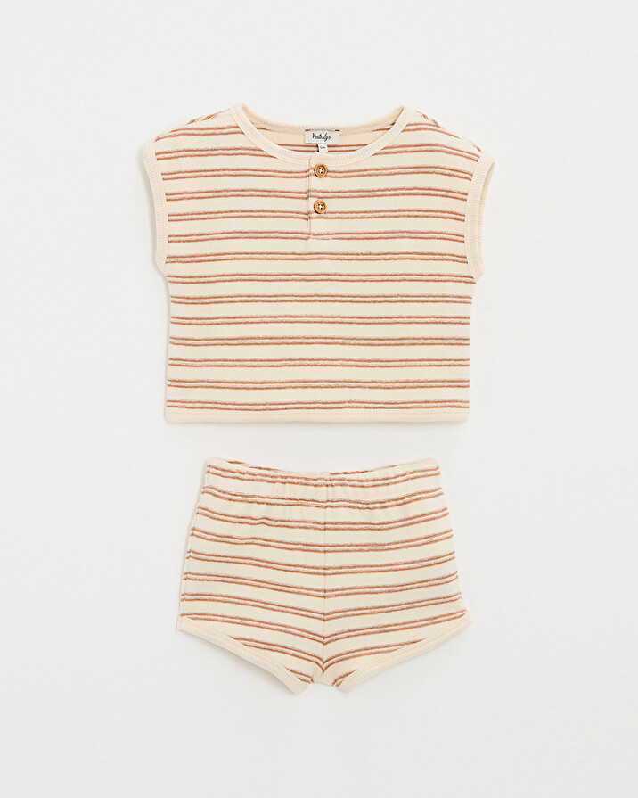 Pyjama 2 pièces en éponge Rayures coloris écru Natalys