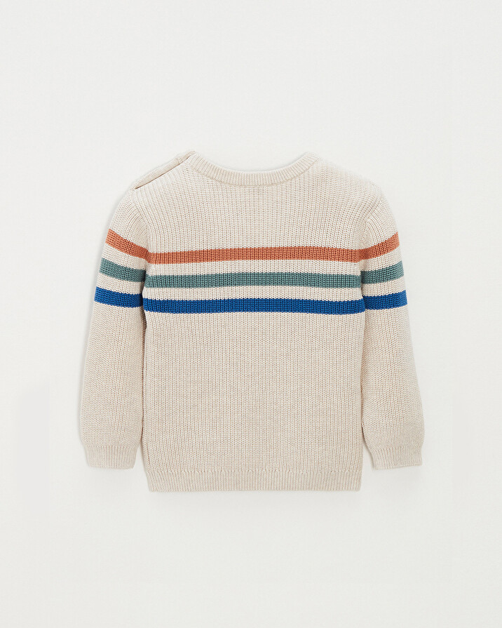 Pull enfant ray&eacute; en coton Coloris naturel chin&eacute;  Natalys