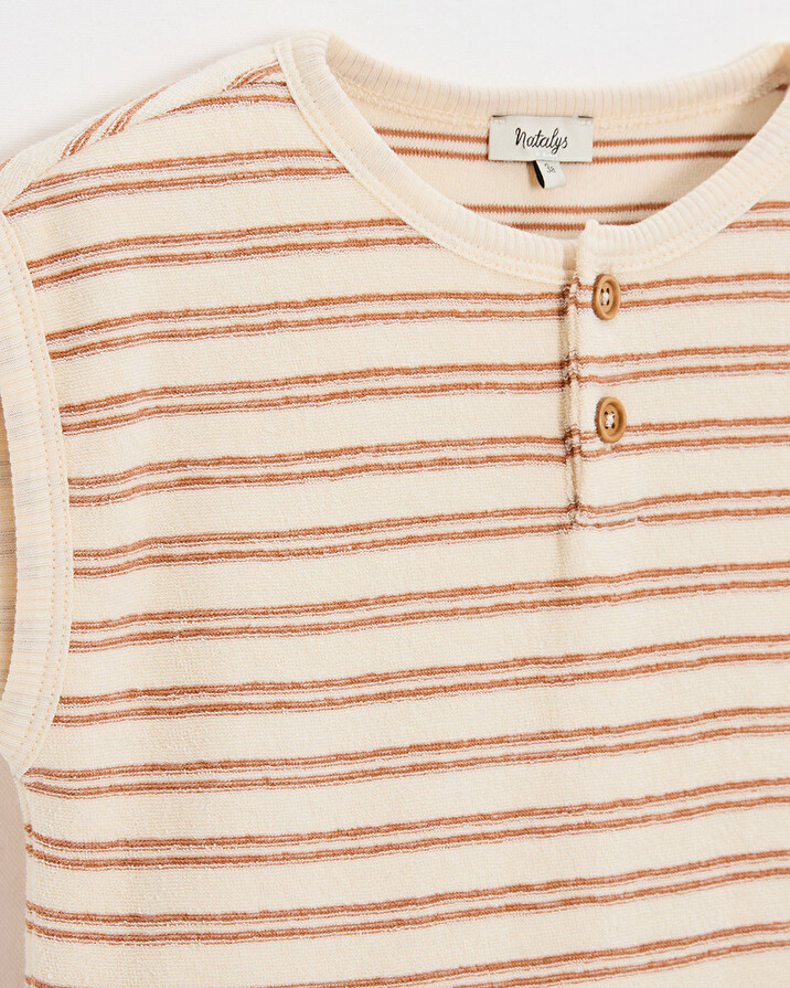 Pyjama 2 pièces enfant en éponge Rayures coloris écru Natalys