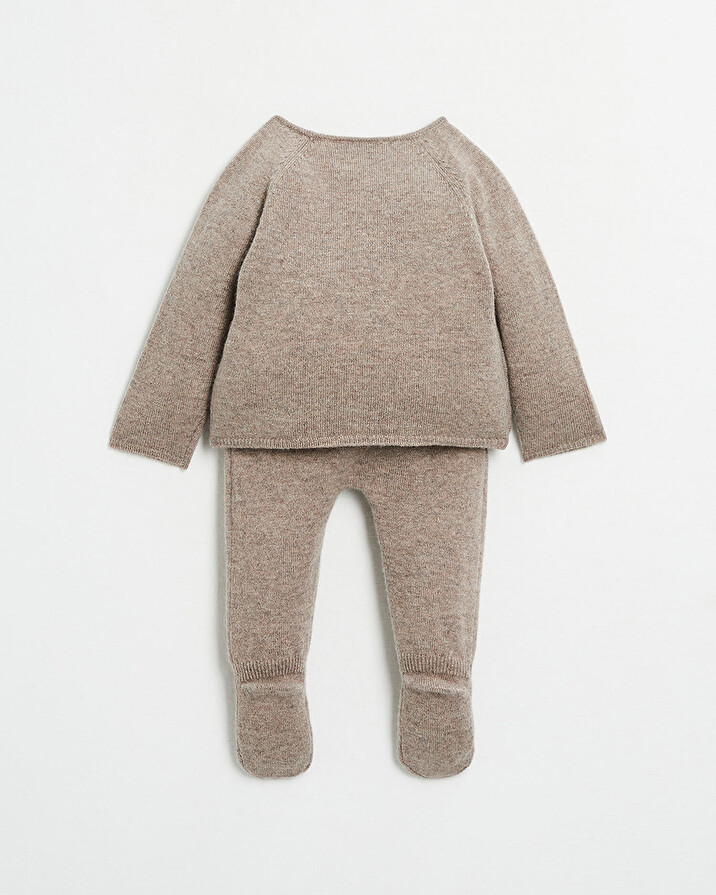 Ensemble en laine Mérinos Coloris marron chiné Natalys