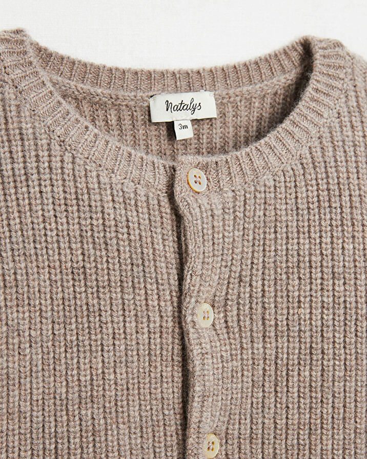 Gilet en laine Mérinos Coloris marron chiné Natalys