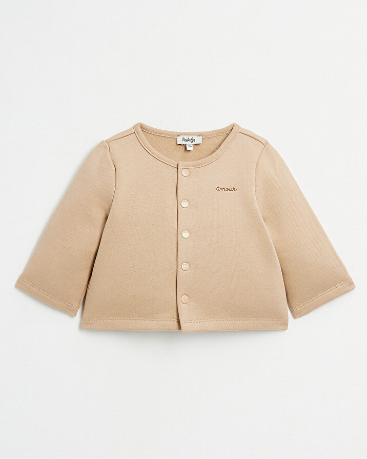 Gilet en molleton brod&eacute; Coloris camel  Natalys