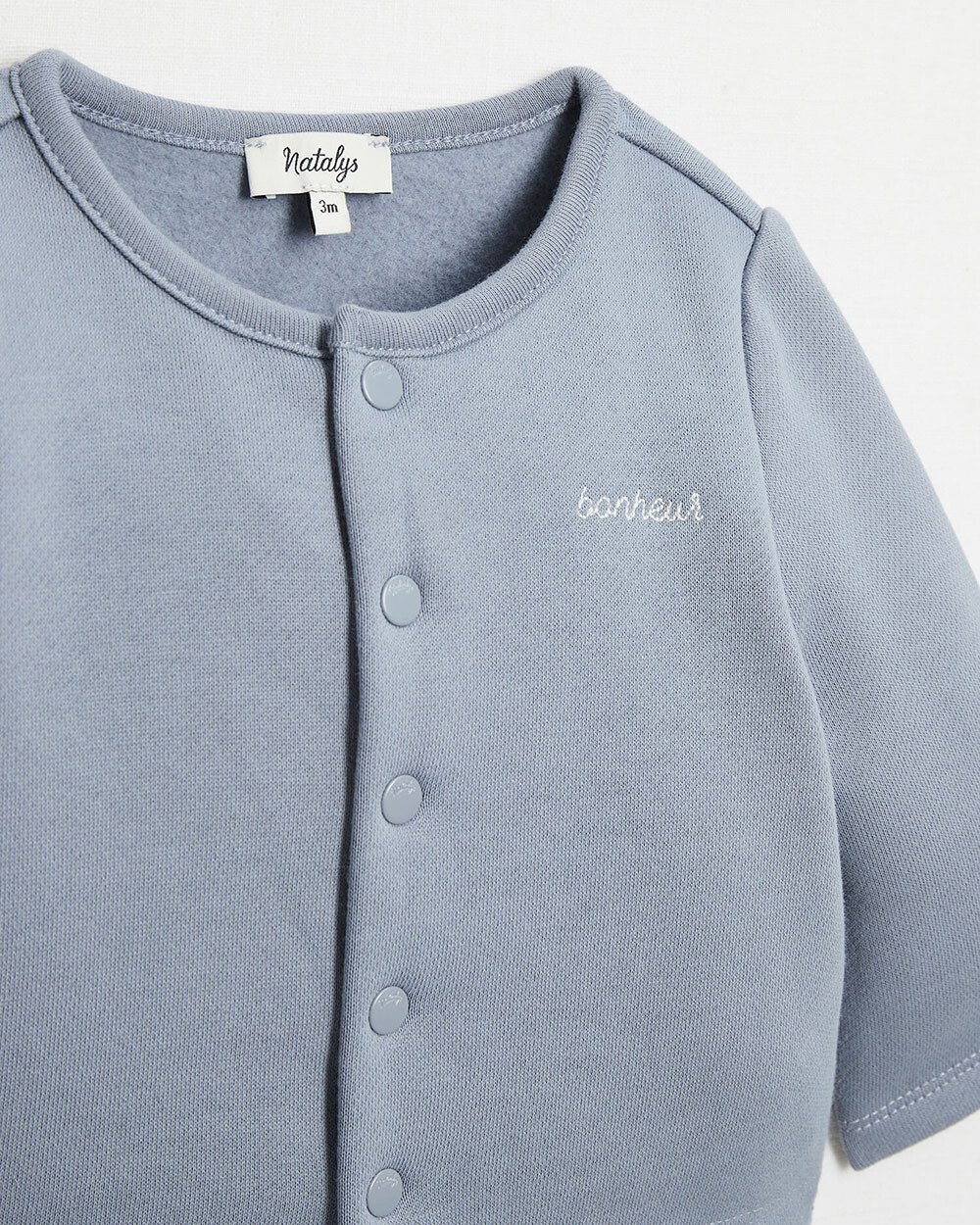 Gilet brod&eacute; en molleton Coloris bleu gris  Natalys
