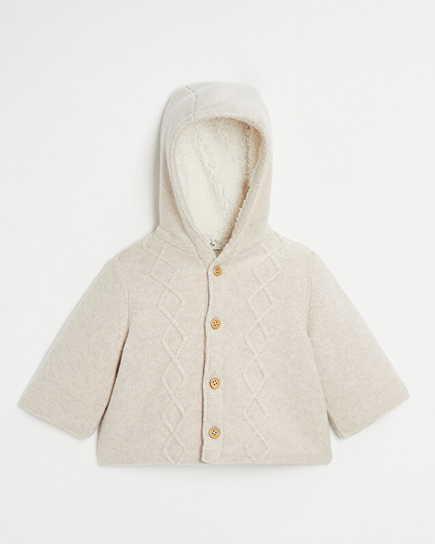 Veste en tricot doublée Coloris beige chiné Natalys