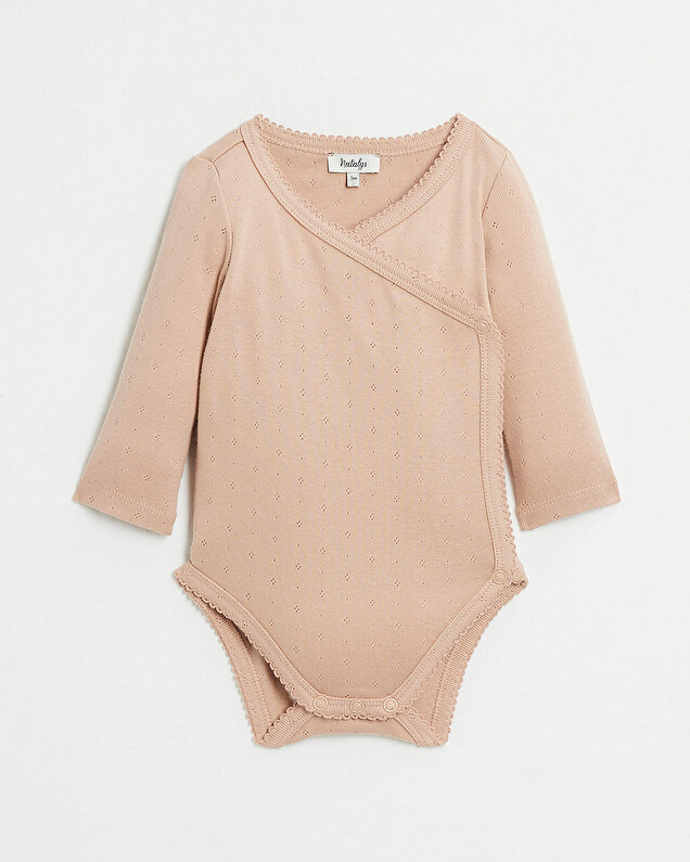 Body croisé fantaisie manches longues Coloris bois de rose Natalys