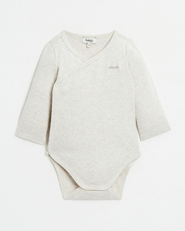 Body croisé brodé Amour Coloris beige chiné Natalys