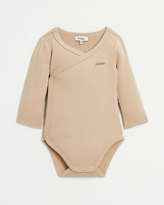 Body croisé brodé Chaton Coloris camel Natalys