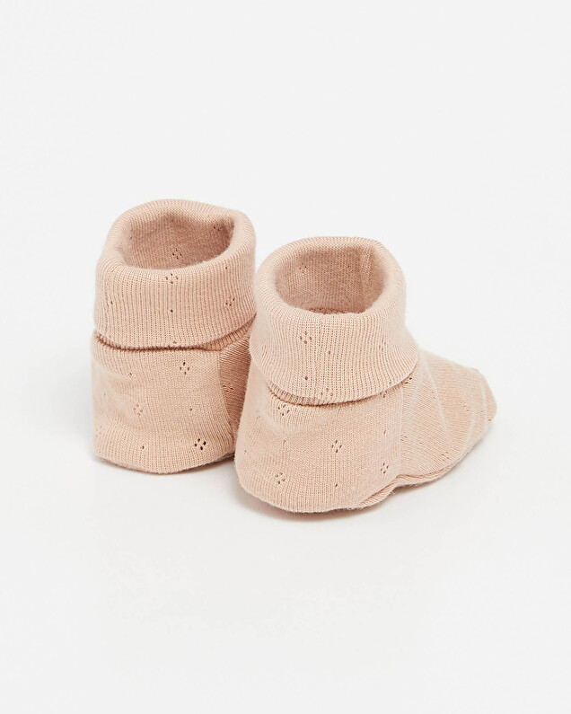 Chaussons ajourés en coton Coloris bois de rose Natalys