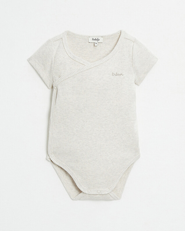Body croisé brodé Trésor Coloris beige chiné Natalys