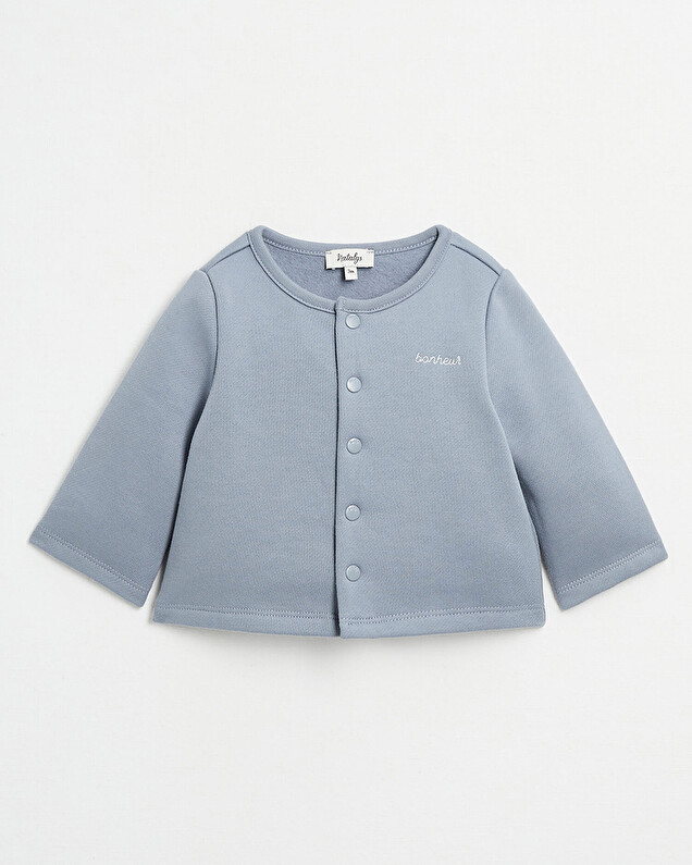 Gilet brodé en molleton Coloris bleu gris Natalys