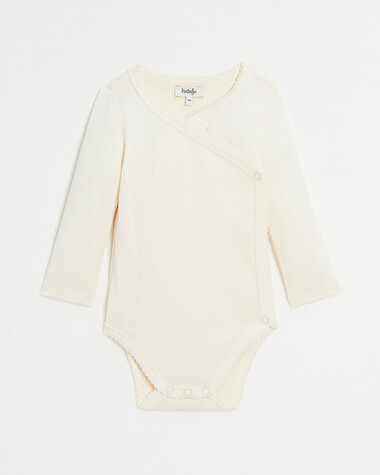 Body crois&eacute; fantaisie manches longues Coloris craie  Natalys