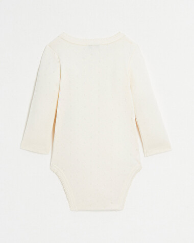 Body crois&eacute; fantaisie manches longues Coloris craie  Natalys