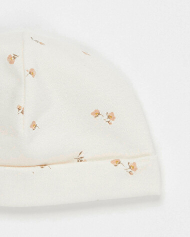 Bonnet de naissance Imprim&eacute; fleurs  Natalys