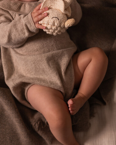Barboteuse en laine M&eacute;rinos Coloris beige chin&eacute;  Natalys