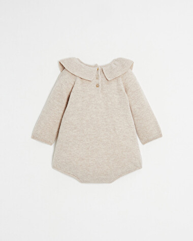 Barboteuse en laine M&eacute;rinos Coloris beige chin&eacute;  Natalys