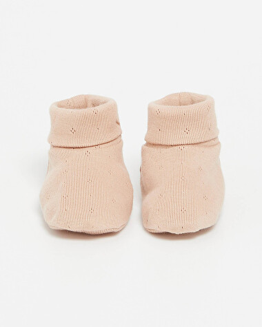 Chaussons ajour&eacute;s en coton Coloris bois de rose  Natalys