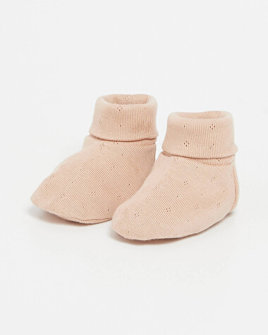Chaussons ajour&eacute;s en coton Coloris bois de rose  Natalys