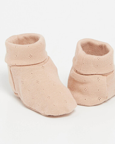 Chaussons ajour&eacute;s en coton Coloris bois de rose  Natalys