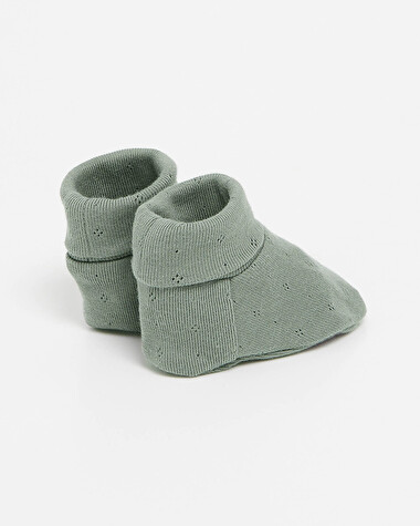 Chaussons ajour&eacute;s en coton Coloris vert  Natalys