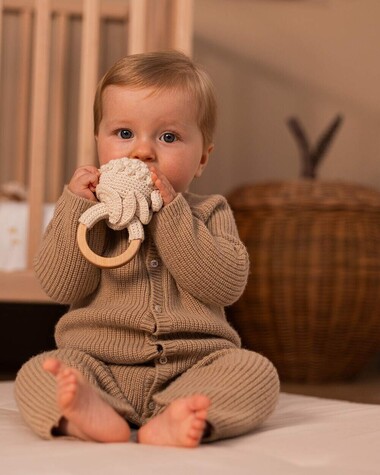Combinaison longue en tricot Coloris camel  Natalys