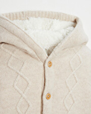 Veste en tricot doubl&eacute;e Coloris beige chin&eacute;  Natalys