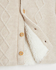 Veste en tricot doubl&eacute;e Coloris beige chin&eacute;  Natalys