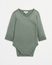 Body crois&eacute; fantaisie manches longues Coloris vert  Natalys