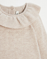 Barboteuse en laine Mérinos Coloris beige chiné Natalys